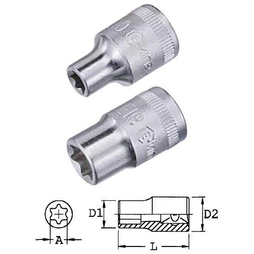 Genius Tools 252506 1/4"-os E-típusú (belső torx) dugókulcs fej, E-6 termék fő termékképe