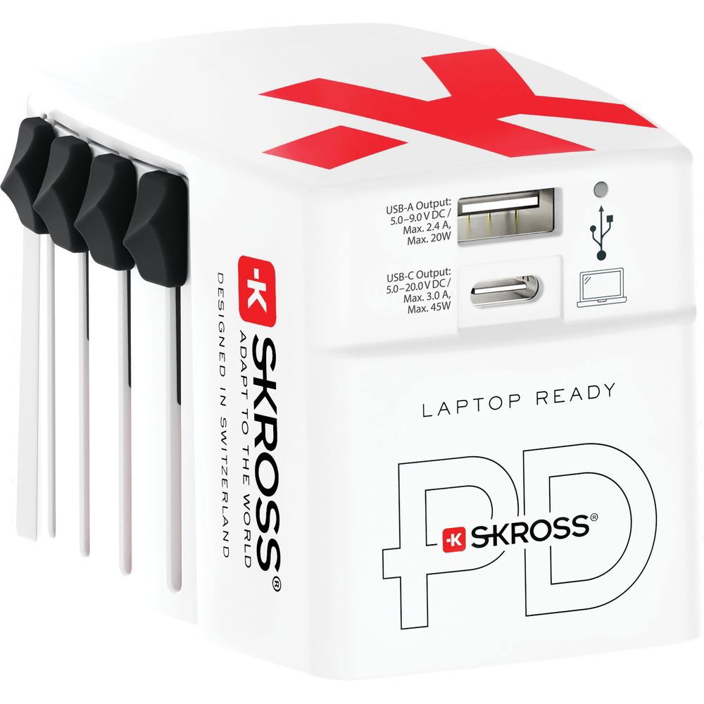 Skross World USB világutazó átalakító adapter, PD, (USB-C, USB-A) 45W, + USB-C kábel termék fő termékképe